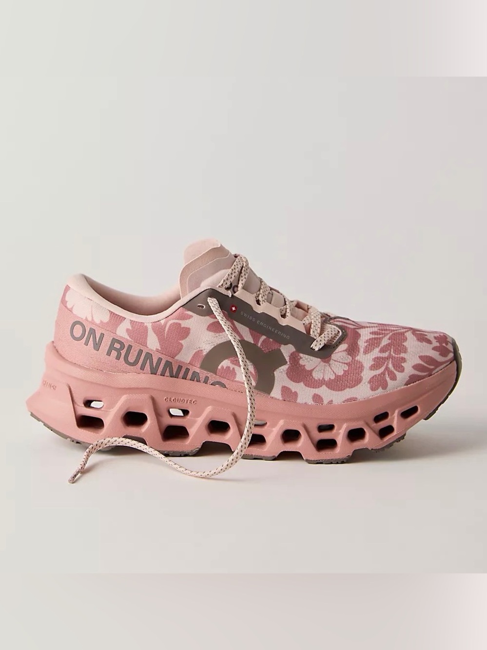 On Running Pink Floral Women's Cloud-Style Athletic Sneakers